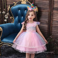 Amazon hot sale 2019 new style Formal Ruffles Lace Wedding Party Evening Princess kids flower baby girl dress for girl 0-4 yea